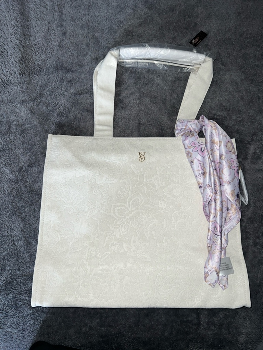 Victorias Secret White Tote with accent scarf
